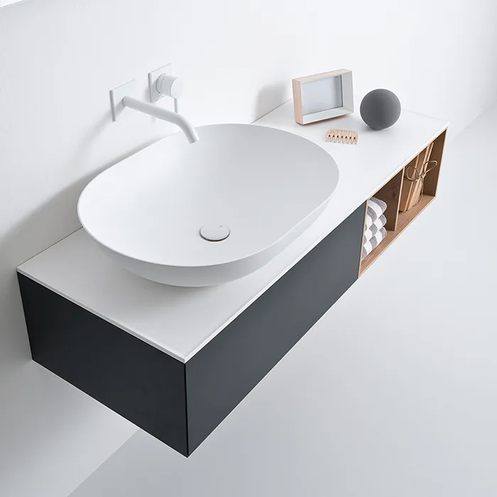 Умывальник на столешницу Falper Ciotola 60х45 см, Carrara (WV3 MC) - Фото 2